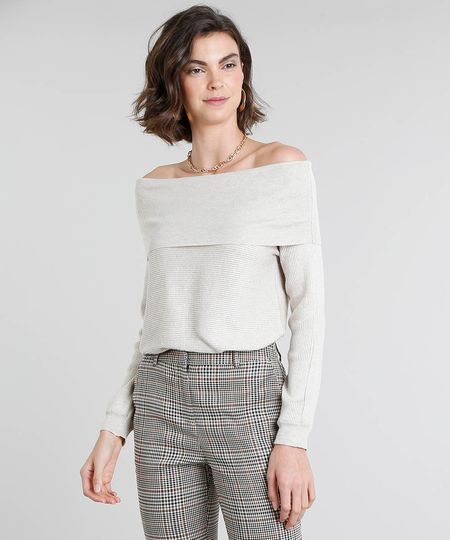 Blusa-Feminina-em-Trico-Ombro-a-Ombro-Manga-Longa-Kaki-9342305-Kaki_1