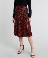 Saia-Feminina-Midi-Evase-Estampada-Animal-Print-com-Botoes-e-Fenda-Preta-9374488-Preto_1