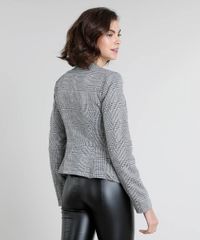 Blazer-Feminino-Estampado-Xadrez-com-Ziper-Cinza-Mescla-9383126-Cinza_Mescla_2