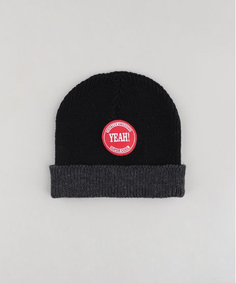 Gorro-Infantil--Yeah---em-Trico-Preto-9358530-Preto_1