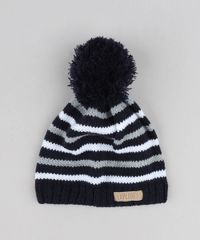 Kit-de-Gorro-Infantil-Listrado-com-Pompom---Luva-em-Trico-Azul-Marinho-9358482-Azul_Marinho_2