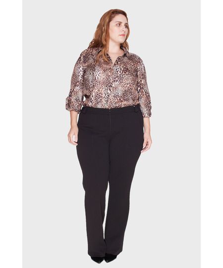 Calça Boot Leg Mara Crepe Plus Size - Marinho-50/52 Menor preço em Calça Boot Leg Mara Crepe Plus Size - Marinho-50/52
