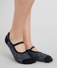 Meia-Feminina-Sapatilha-Estampada-de-Poa-Preta-9423083-Preto_2