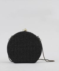 Bolsa-Redonda-Feminina-Pequena-de-Palha-com-Alca-de-Metal-Preta-9430618-Preto_1