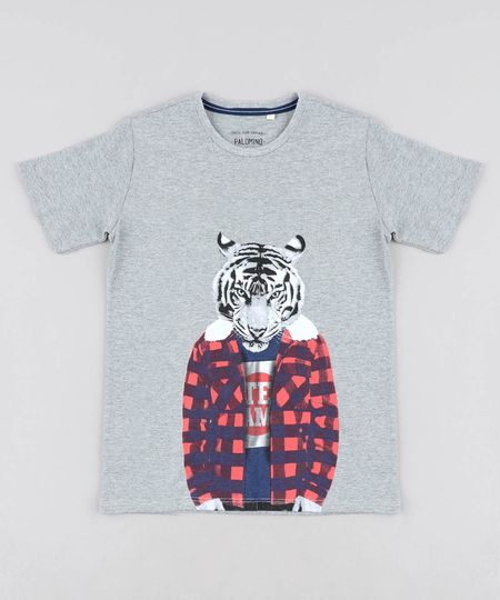 Camiseta-Infantil-Tigre-Manga-Curta-Gola-Careca-Cinza-Mescla-9438467-Cinza_Mescla_1