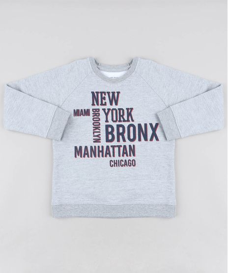Blusao-Infantil--New-York--em-Moletom-Gola-Careca-Cinza-Mescla-9455994-Cinza_Mescla_1
