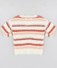 Sueter-Infantil-em-Trico-Felpudo-Listrado-Decote-Redondo-Bege-Claro-9347625-Bege_Claro_2