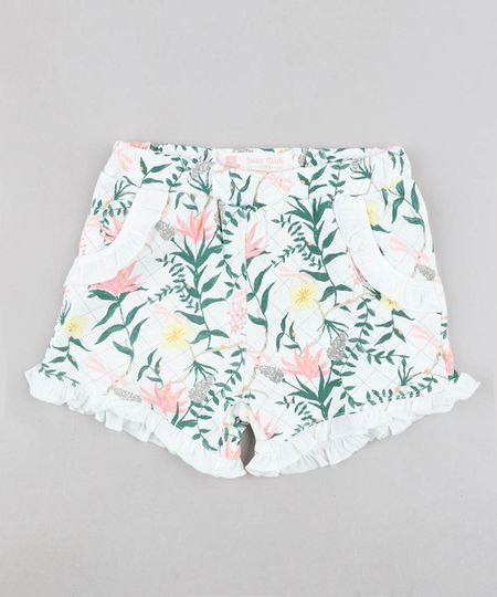 Short-Infantil-Estampado-Floral-com-Babado-em-Moletom-Branco-9205063-Branco_1