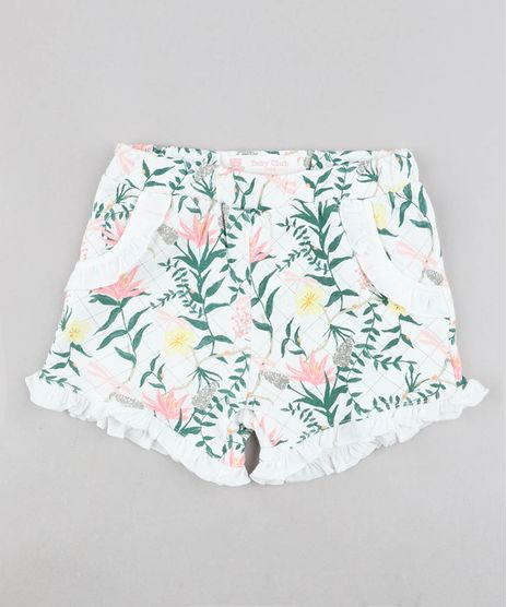 Short-Infantil-Estampado-Floral-com-Babado-em-Moletom-Branco-9205063-Branco_1