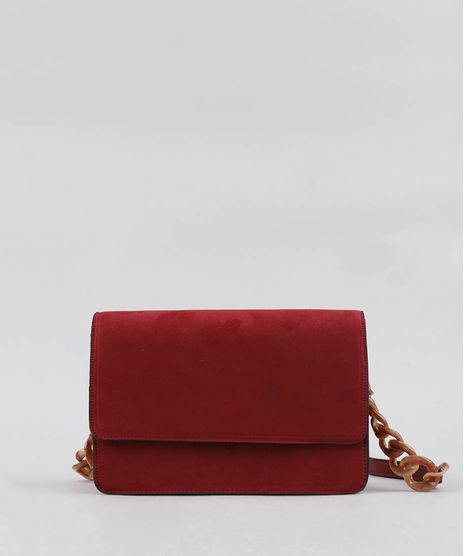 Bolsa-Feminina-Transversal-Grande-em-Suede-com-Alca-de-Acrilico-Vinho-9379324-Vinho_1