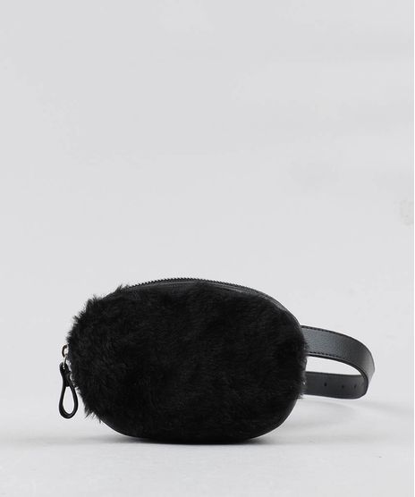 Pochete-Feminina-com-Pelucia-Preta-9439380-Preto_1