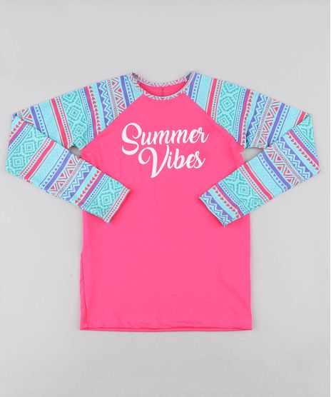 Blusa-de-Praia-Infantil-Raglan-com-Estampa-Etnica-Manga-Longa-Protecao-UV50--Pink-9422310-Pink_1