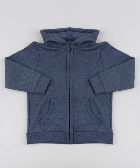 Blusao-Infantil-Basico-Mescla-em-Moletom-Felpado-com-Capuz-e-Bolso-Azul-8249882-Azul_1