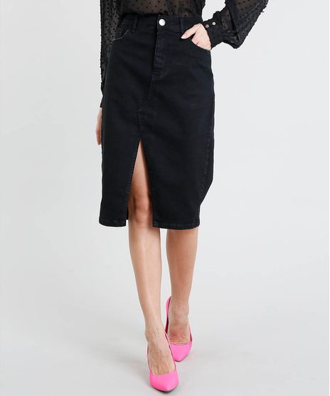 Saia-Jeans-Feminina-Mindset-Midi-com-Fenda-Preta-9560326-Preto_1