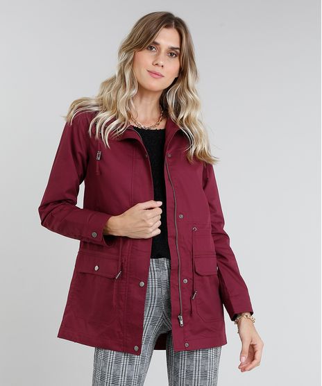 Parka-Feminina-Manga-Longa-com-Bolsos-Vinho-9360082-Vinho_1