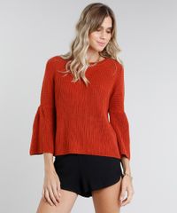 Sueter-Feminino-em-Trico-com-Manga-Ampla-Cobre-9345314-Cobre_1