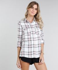 Camisa-Feminina-Estampada-Xadrez-com-Lurex-Manga-Longa-Off-White-9365399-Off_White_1