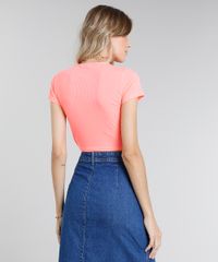 Blusa-Feminina-Cropped-Canelada-com-No-Manga-Curta-Decote-V-Rosa-Neon-9487800-Rosa_Neon_2