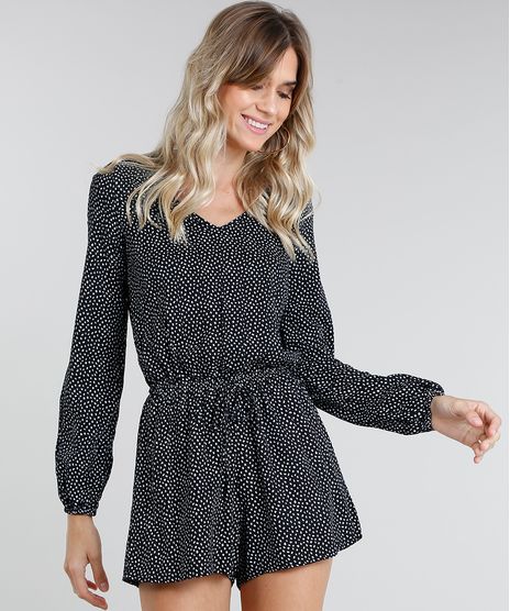Macaquinho-Feminino-Manga-Longa-Estampado-Poa-Preto-9454531-Preto_1