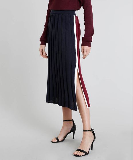 Saia-Feminina-Midi-Bicolor-em-Trico-com-Fenda-Azul-Marinho-9462491-Azul_Marinho_1