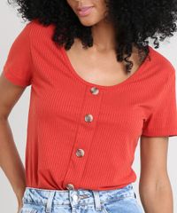 Blusa-Feminina-Canelada-com-Botoes-Manga-Curta-Decote-Redondo-Cobre-9392297-Cobre_4