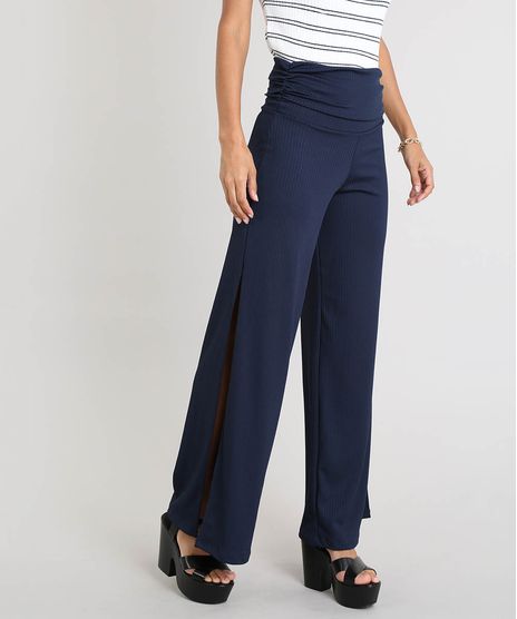 Calca-Feminina-Pantalona-Canelada-com-Fenda-Azul-Marinho-9460409-Azul_Marinho_1