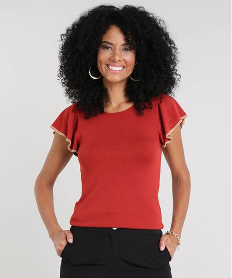 Blusa-Feminina-em-Trico-com-Babado-na-Manga-Decote-Redondo-Cobre-9363847-Cobre_1