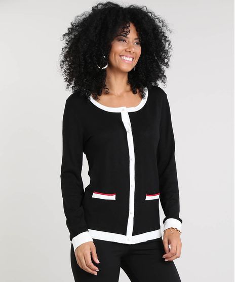 Cardigan-Feminino-em-Trico-Bicolor-Preto-9360282-Preto_1