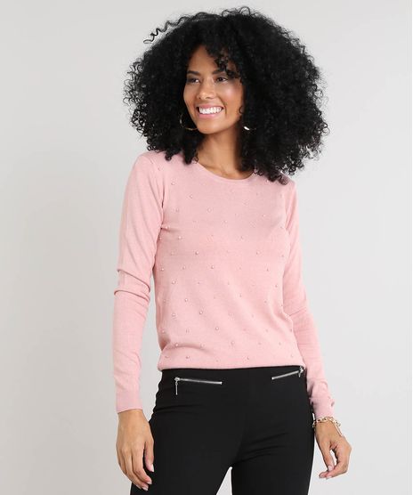 Sueter-Feminino-em-Trico-com-Bordado-Rose-9335861-Rose_1