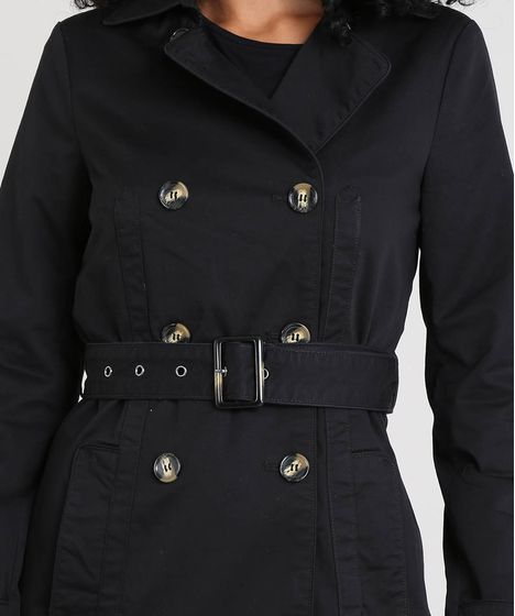 trench coat preto feminino