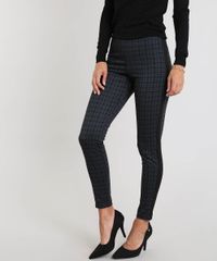 Calca-Legging-Feminina-Estampada-Xadrez-com-Recorte-Lateral-Preta-9452307-Preto_1
