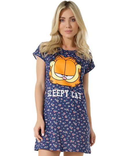 Camisola-Estampada-Floral-Garfield-Azul-Marinho-8473893-Azul_Marinho_1