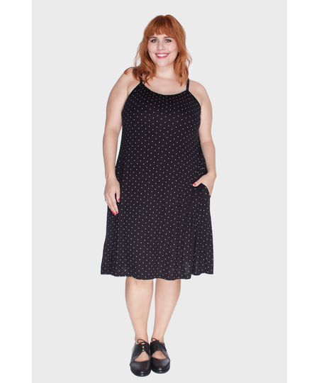 Vestido com Alças Finas Poá Plus Size Menor preço com cupom