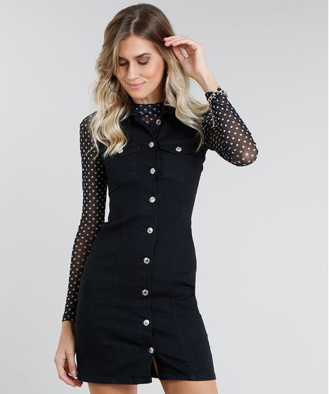 vestido de brim preto