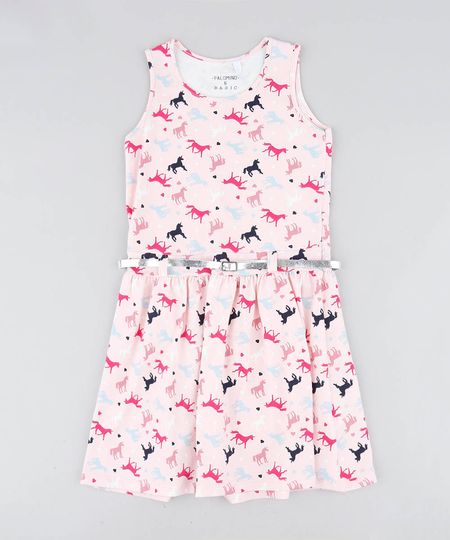 Vestido-Infantil-Estampado-de-Unicornio-com-Cinto-Metalizado-Rosa-Claro-9426367-Rosa_Claro_1
