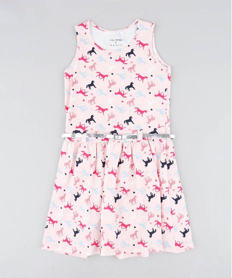 Vestido-Infantil-Estampado-de-Unicornio-com-Cinto-Metalizado-Rosa-Claro-9426367-Rosa_Claro_1