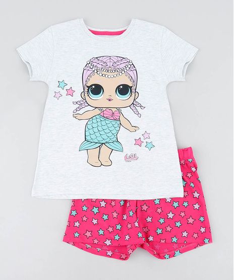 Pijama-Infantil-LOL-Surprise-Manga-Curta-Cinza-Mescla-9476411-Cinza_Mescla_1