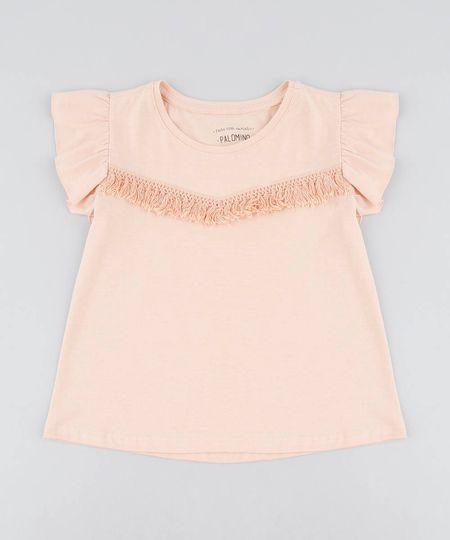 Blusa-Infantil-com-Franja-Babado-na-Manga-Decote-Redondo-Laranja-Claro-9504279-Laranja_Claro_1