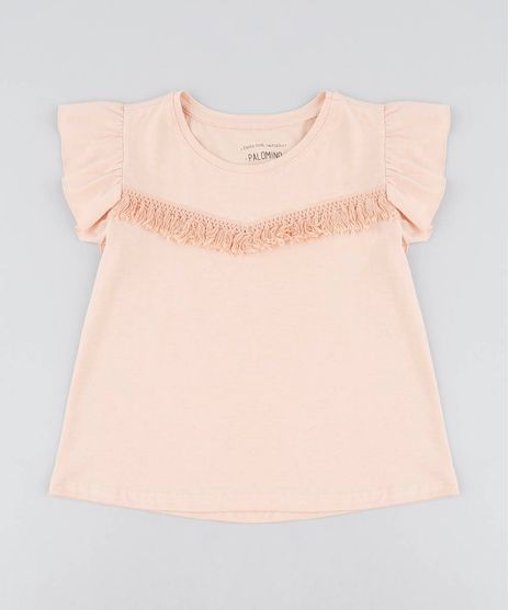 Blusa-Infantil-com-Franja-Babado-na-Manga-Decote-Redondo-Laranja-Claro-9504279-Laranja_Claro_1