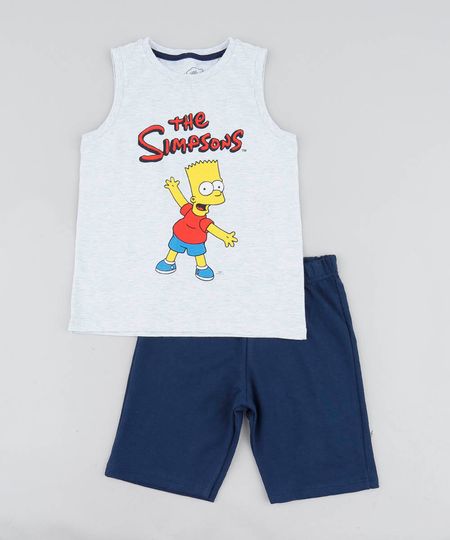 Conjunto-Infantil-Bart-Simpson-de-Regata-Cinza-Mescla-Claro---Bermuda-em-Moletom-Azul-Marinho-9447084-Azul_Marinho_1