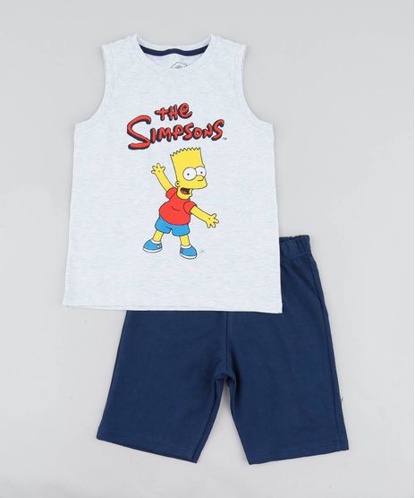 Conjunto-Infantil-Bart-Simpson-de-Regata-Cinza-Mescla-Claro---Bermuda-em-Moletom-Azul-Marinho-9447084-Azul_Marinho_1