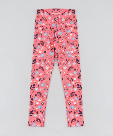 Calca-Legging-Infantil-Estampada-Floral-Coral-9504288-Coral_1