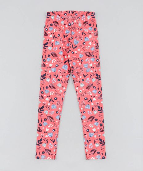 Calca-Legging-Infantil-Estampada-Floral-Coral-9504288-Coral_1