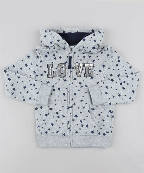 Blusao-Infantil-Estampado-de-Estrelas-com-Capuz-em-Moletom-Cinza-Mescla-9362174-Cinza_Mescla_1