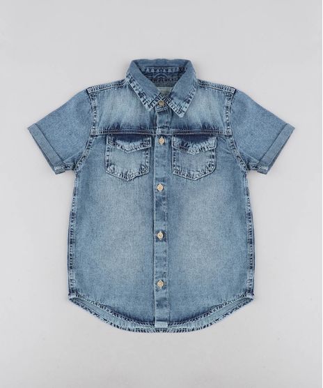 Camisa-Jeans-Infantil-com-Bolsos-Manga-Curta-Azul-Medio-9487248-Azul_Medio_1