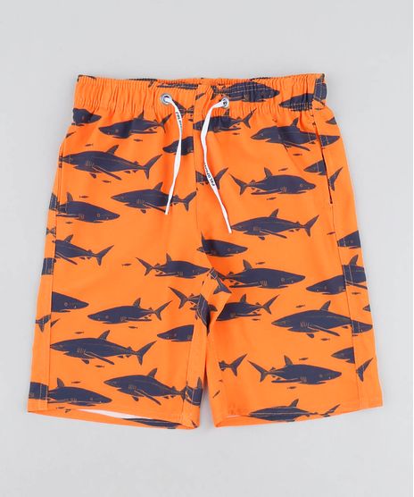 Bermuda-Surf-Infantil-Estampada-de-Tubaroes-Laranja-9519914-Laranja_1