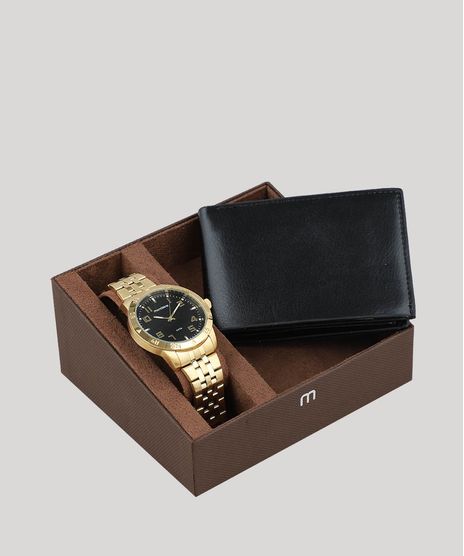 Kit-de-Relogio-Analogico-Mondaine-Masculino---Carteira---99190GPMVDE2KB-Dourado-9399710-Dourado_1