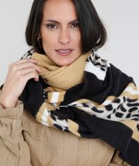 Cachecol-Feminino-com-Estampa-Animal-Print-Bege-9401565-Bege_1