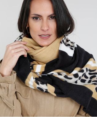 Cachecol-Feminino-com-Estampa-Animal-Print-Bege-9401565-Bege_1