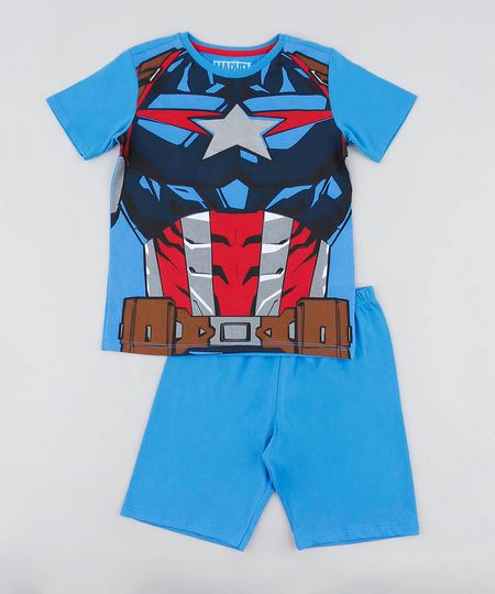 Pijama-Infantil-Capitao-America-Manga-Curta-Azul-9476324-Azul_1
